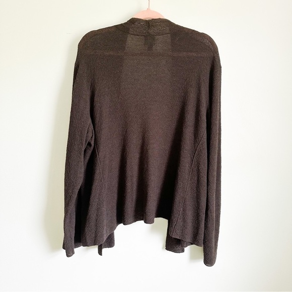 Eileen Fisher Brown Wool textured Shaped Open Cardigan sz XL - Picture 6 of 9